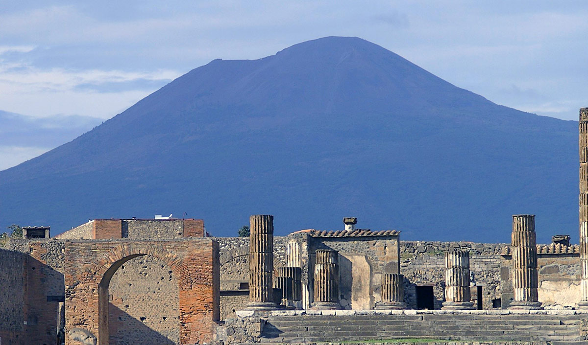 Vesuvius looms over the ruins of Pompeii